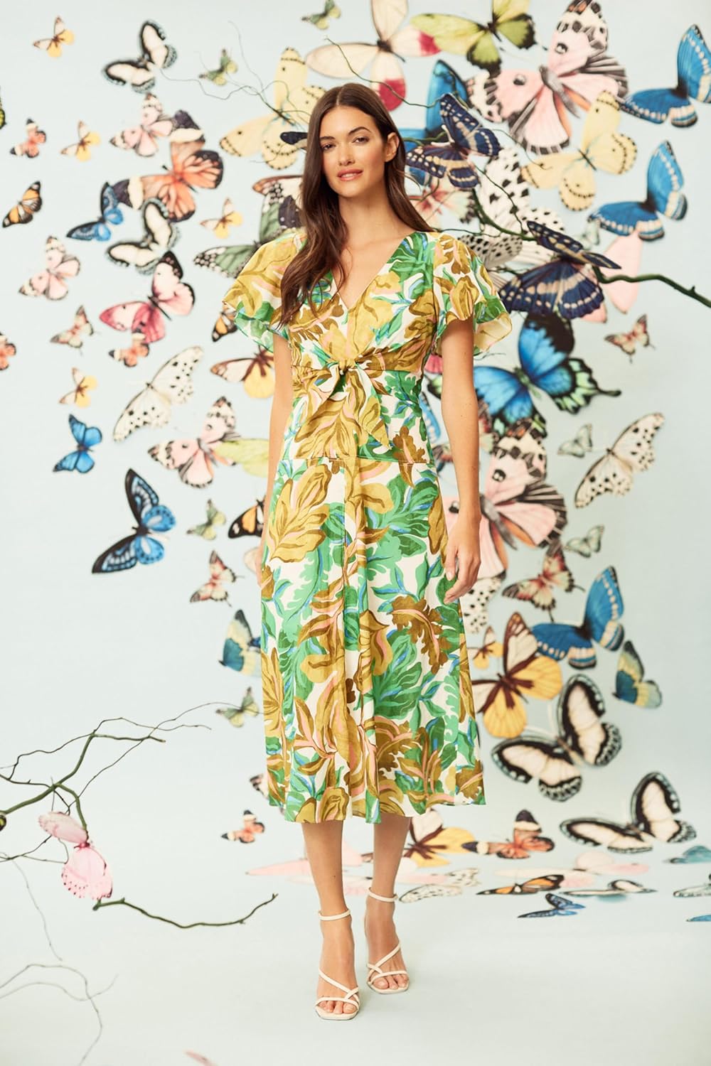 Maggy London Womens Wrap Flare Midi Dress - Image 5