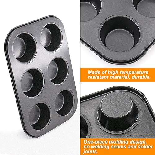 Miniatura 4 de DRAONGYE 2 paquetes de moldes redondos para hornear muffins, molde de acero prémium para hornear, moldes para tartas de queso, moldes para hornear