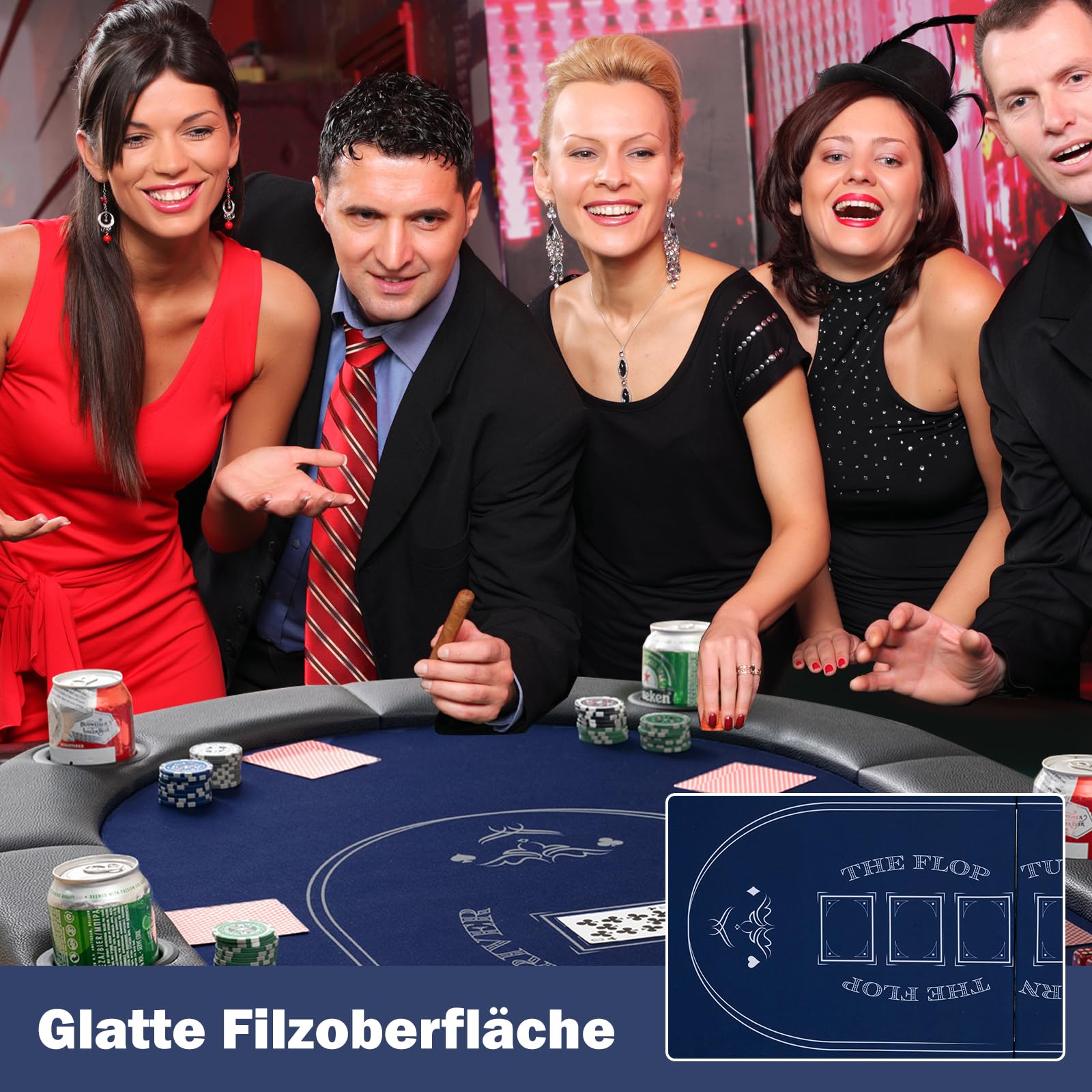 GOPLUS Pokertisch für 8 Spieler 182 cm klappbarer Kartenspieltisch mit Getränkehaltern aus Metall