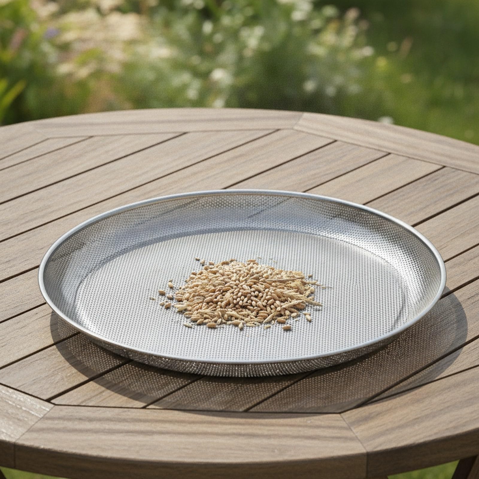 Stabil Sieb mit Flachem Aus Edelstahl, stabil, seiher, für Backen, Garten, Hobbykuchenliebhaber, 50cm, 2mm