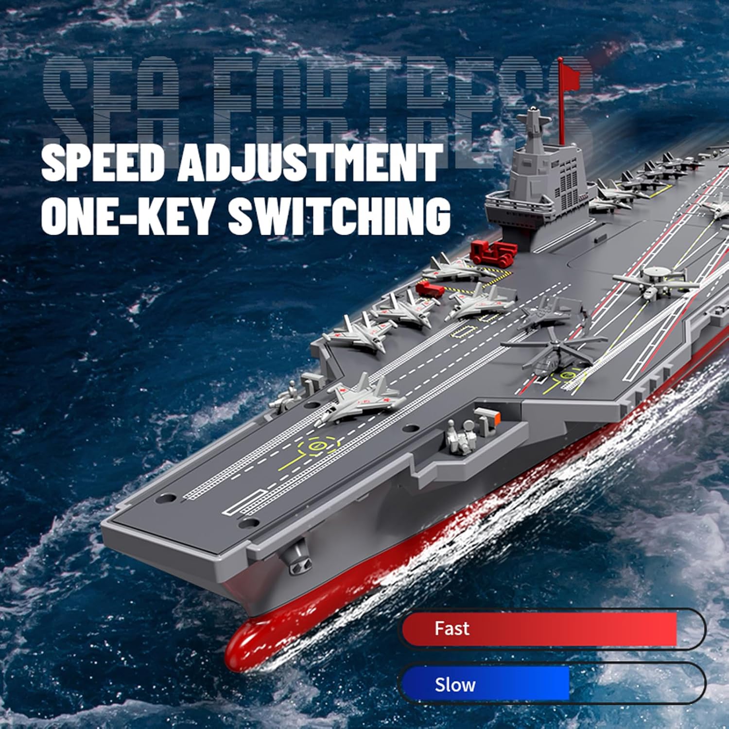 RC Boats, 2.4G Remote Control Warship Battleship Aircraft Carrier for Adults and Teens, 20KMH High Speed Remote Control Militaryship DIY Battleship for Pool & Lake (2 Batteries)