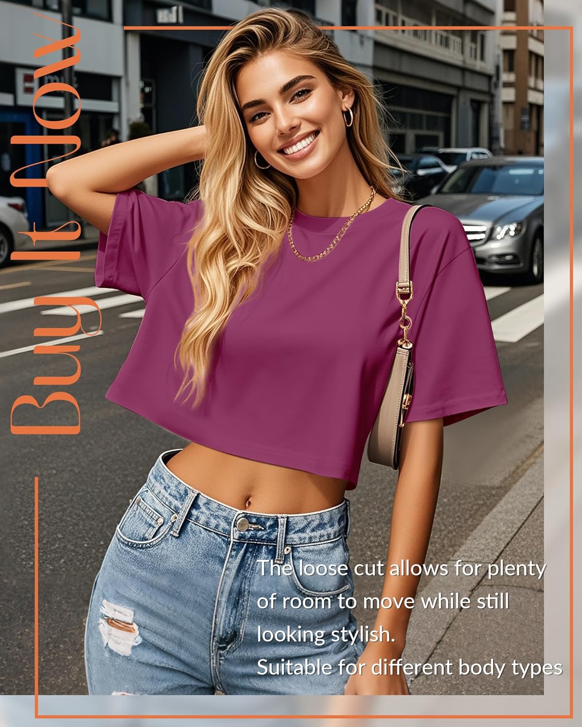 Huukeay 3 Pack Women's Half Sleeve Crop Tops Oversized Crew Neck Summer Casual Short T-Shirts Loose Fit Drop Shoulder Tees - Image 4