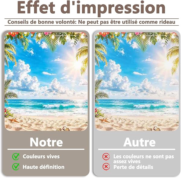 Luminora 2,1x1,5 m Toile de Fond Plage Hawaïenne d’Été, Soleil Tropical Palmiers Fleurs Bord de Mer, Tapisserie Murale Bannière de Fête de Vacances Décorations Accessoires de Photobooth - 4