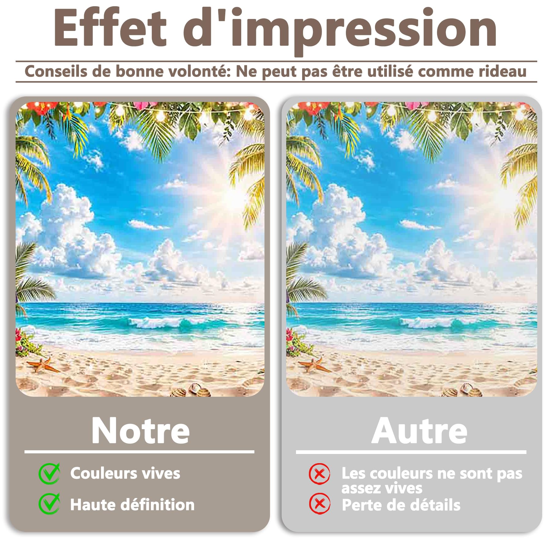 Luminora 2,1x1,5 m Toile de Fond Plage Hawaïenne d’Été, Soleil Tropical Palmiers Fleurs Bord de Mer, Tapisserie Murale Bannière de Fête de Vacances Décorations Accessoires de Photobooth - 4