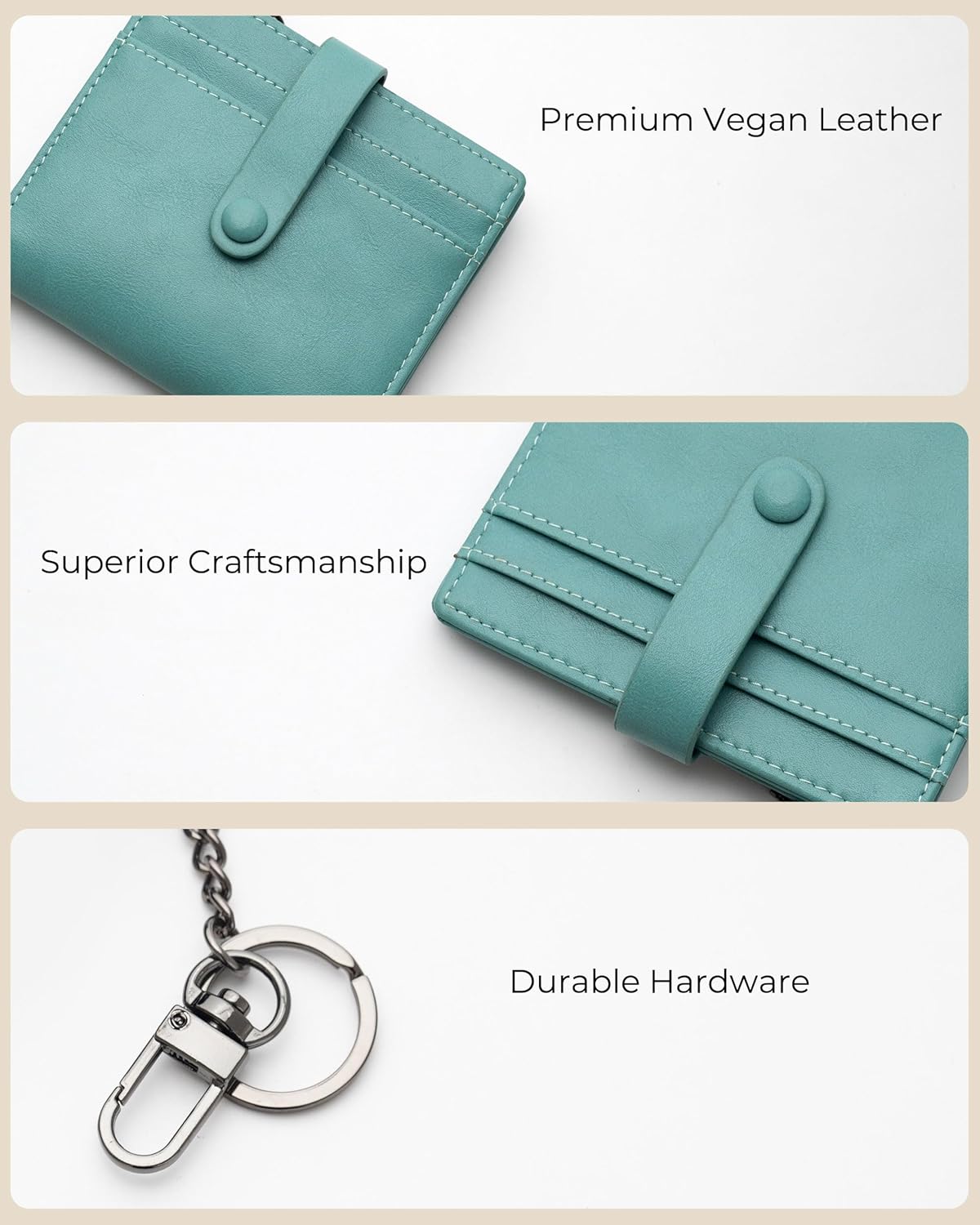 Alldaily Slim Keychain Wallet for Women, RFID Blocking Small Bifold Travel Credit Card Holder (Purist Blue) - Image 5