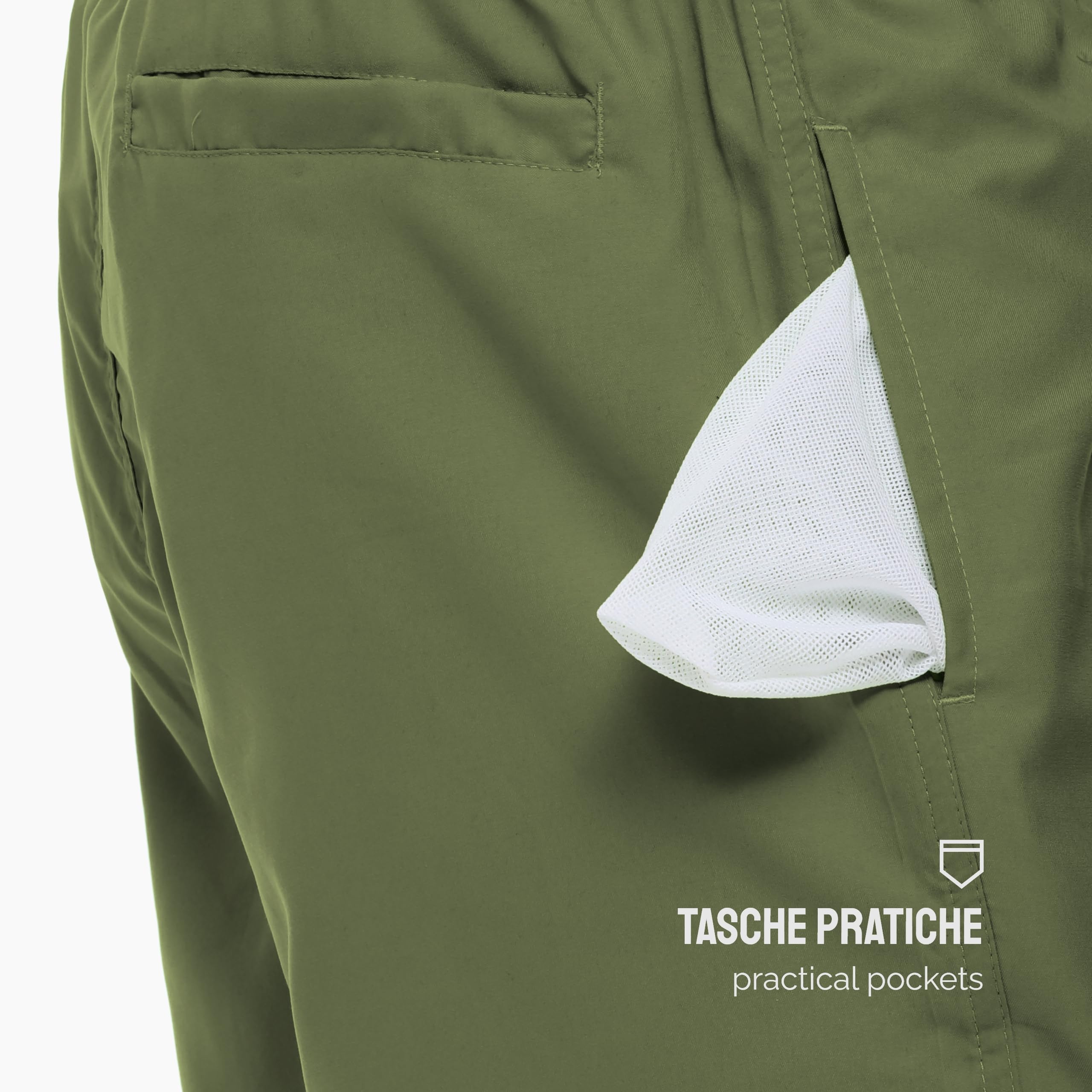 Ladeheid Costume Uomo Mare Classico Lunghezza con Taschino, Medium Drawstring, Fodera Rete, Costumi da Bagno, Boxer per la Spiaggia, la Piscina e Il Surf LA40-128