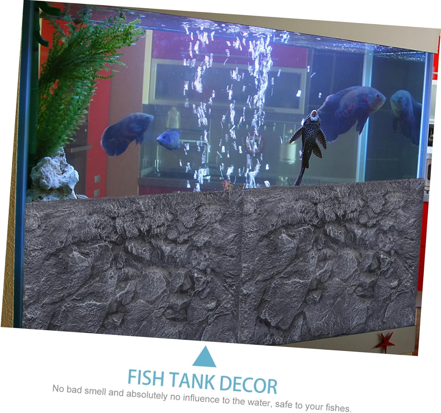 Three Aquarium Background Wall Decor for Reptiles Tank Natural Stone Texture Easy to Install Decorative Board for Fish Tanks and Environments