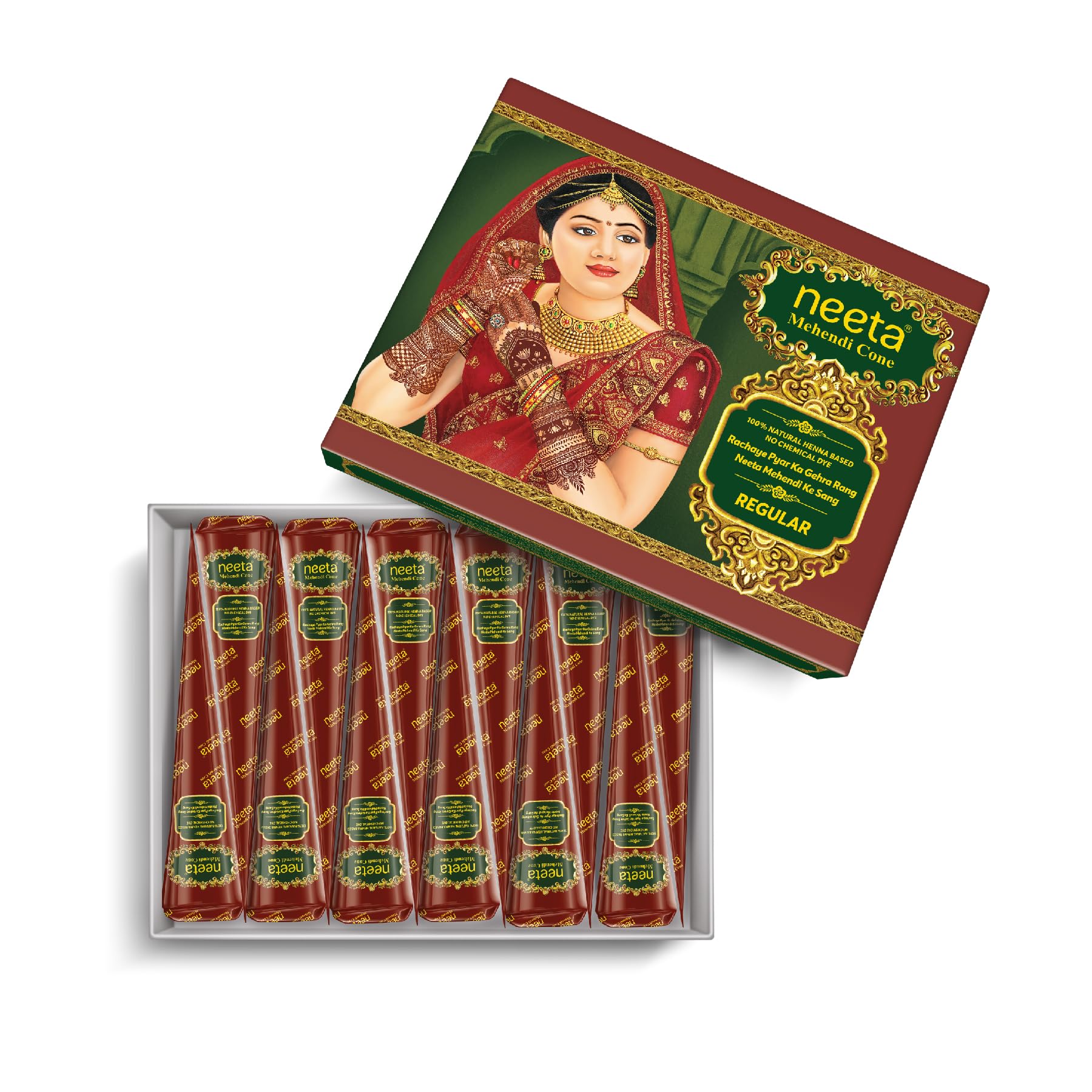 Neeta Natural Mehandi Cone for Hand Designing, Henna Mehendi Cone, Bridal Mehndi Cones for Wedding, Dulhan Mehndi Cone, Henna Cone 1 box (12 Henna Cone)-picture-37