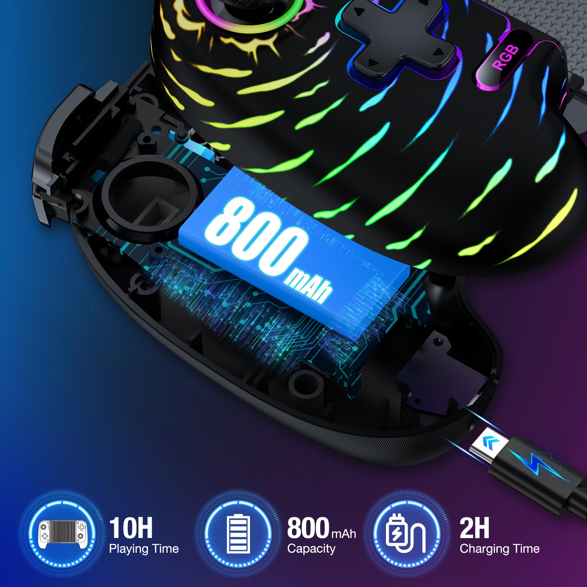Controller da gioco mobile per iPhone e Android, controller per telefono per Xbox/Steam/GeForce Now/MFi Apple Arcade/Roblox/Minecraft, controller wireless per giochi telefonici con effetto Hall/RGB