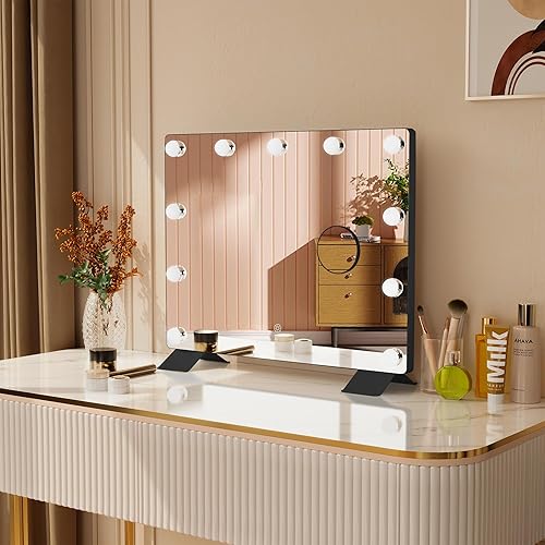 Miniatura 1 de Hollywood Espejo de maquillaje de 20 x 16 pulgadas, espejo de encimera o espejo de pared con control táctil inteligente LED espejo grande, negro