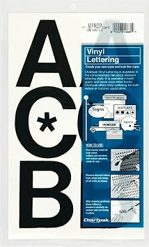 Chartpak Self-Adhesive Vinyl Capital Letters, 3 Inches High, Black, 50 per Pack 01070
