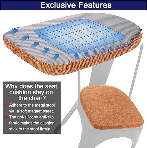 Miniatura 6 de BUYUE Natural Linen - Juego de 4 cojines magnéticos de 14 x 14 pulgadas para sillas de metal, almohadillas de asiento antideslizantes mejoradas para