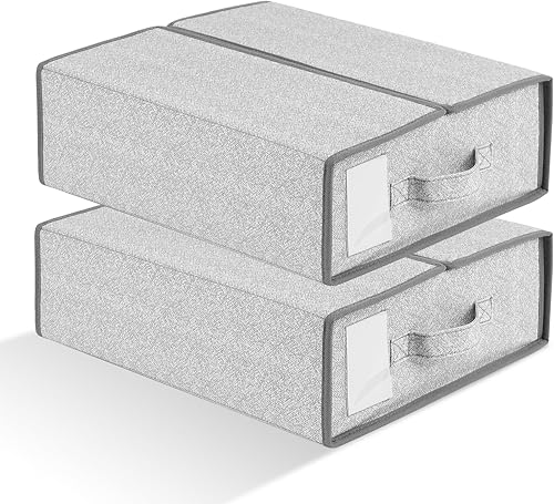 Doosela Organizadores y almacenamiento de sábanas, 2 paquetes de caja de almacenamiento plegable con cremallera para sábanas Queen o King,
