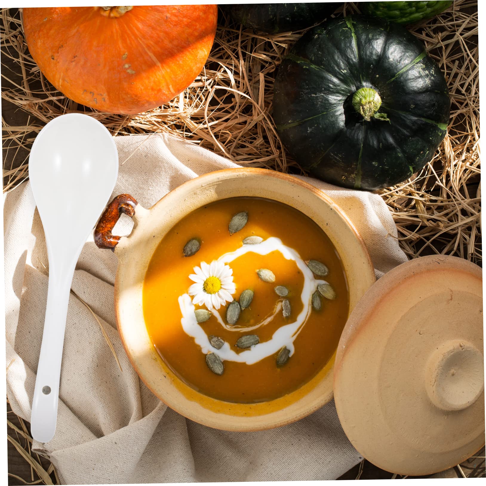 Cabilock 6Pcs Soup Spoons Elegant Design for Home Dining Kitchen Supplies for Soup and Rice Serving Stylish Decor