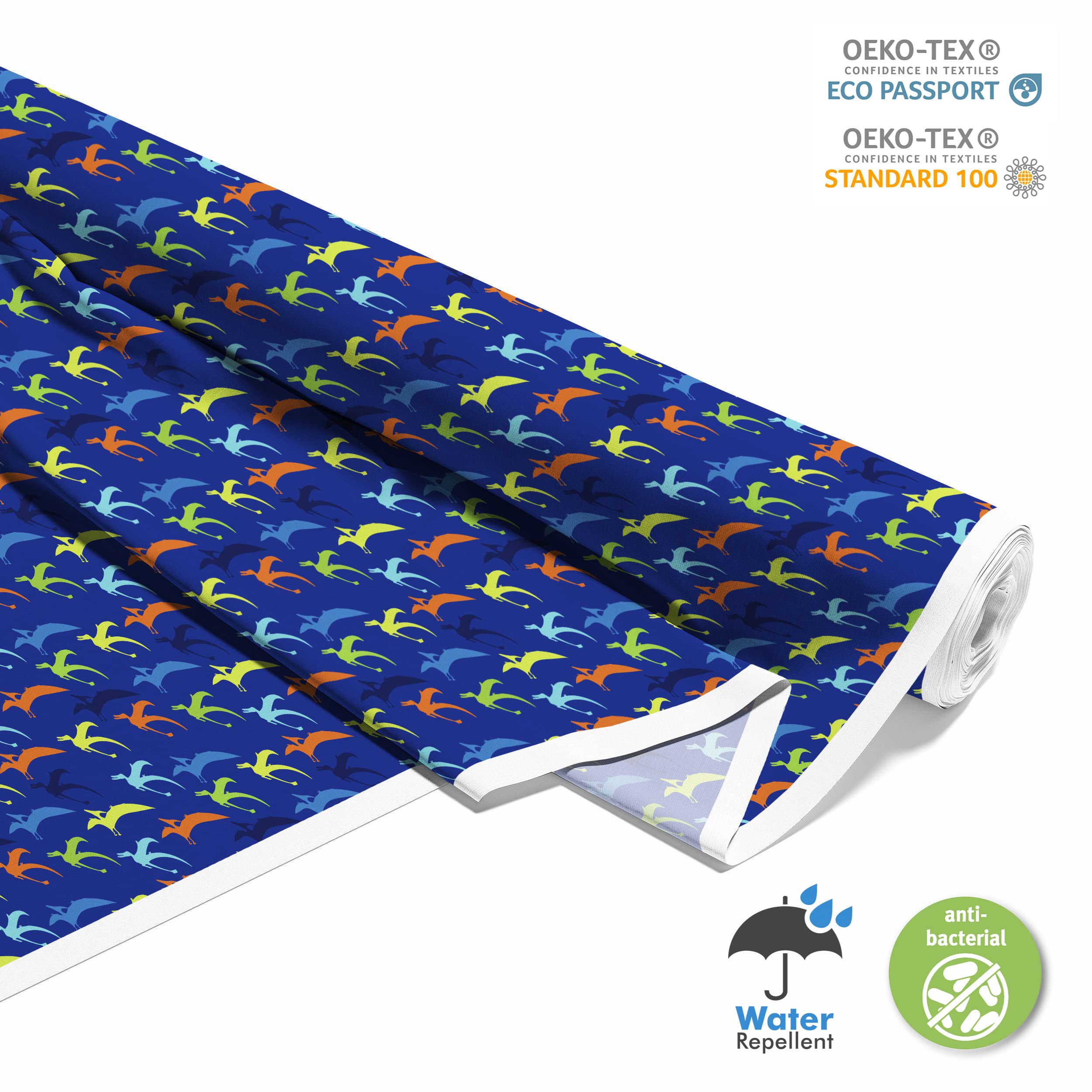 HEKO PANELS Stoff Oxford Wasserdichte Meterware Canvas-Stoff Polyester Stoff Zum Nähen Nähstoffe Möbelstoffe Dekostoffe Handwerken Wasserabweisend Blickdicht Pterodaktylus 5 Meter 155 x 500 cm