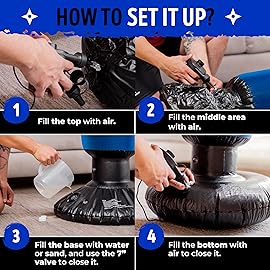 THB Punching Bag for Kids - Inflatable Punching Bag Stand with Boxing Gloves for Kids Age 3-8, 63 Ninja Boxing Bag with Electric Air Pump to Practice Taekwondo, Karate, MMA, Bouncing Back (Blue)