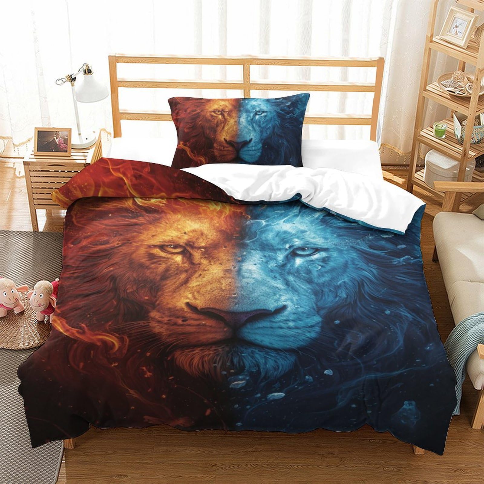 Housse de couette lion 3D pour décorer la chambre d'enfant