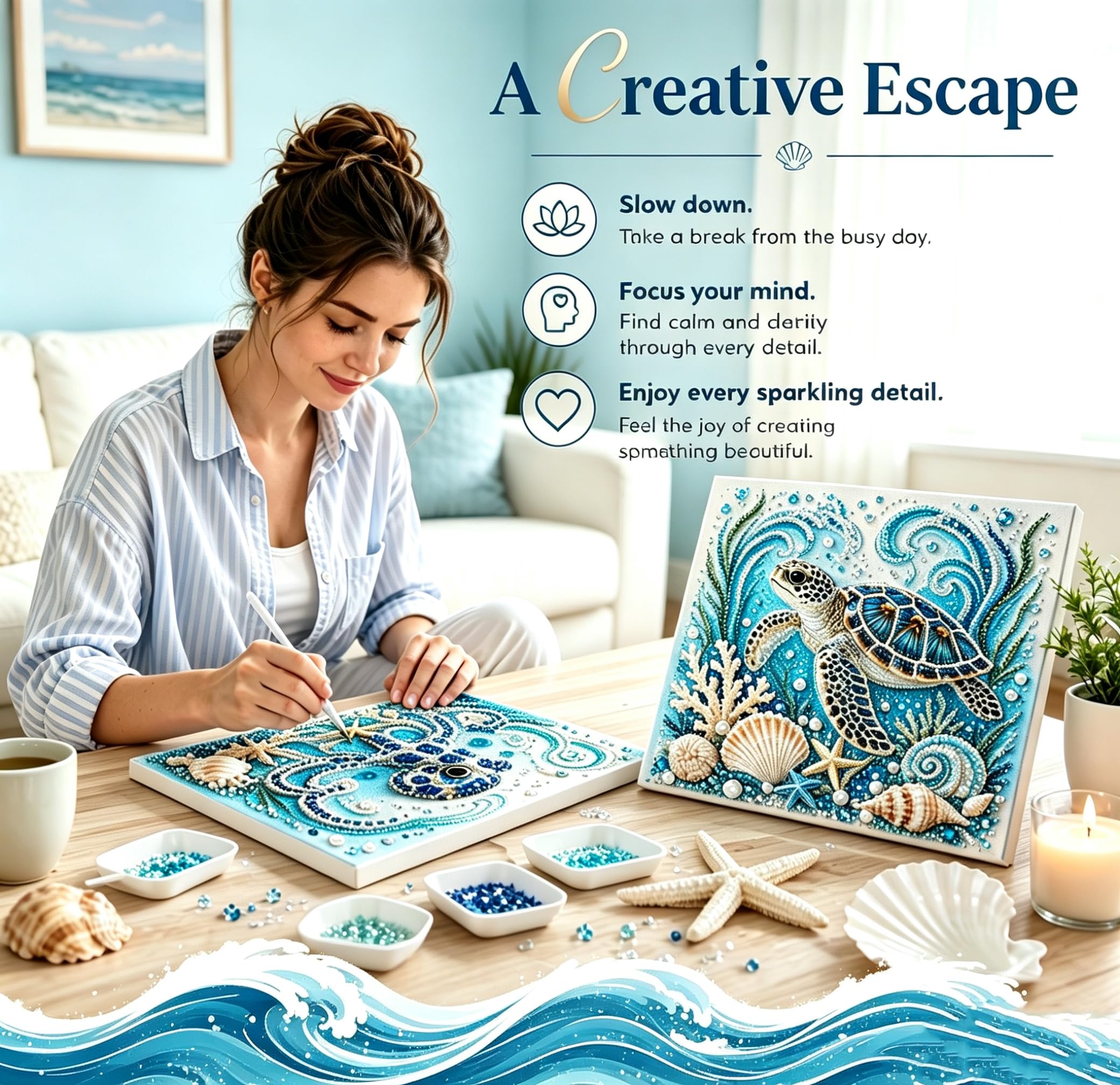 Ocean Pearl Art DIY Kit - Create Stunning Coastal Decor -5 Ocean Pearl Art DIY Kit - Create Stunning Coastal Decor -5