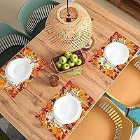 Vista 5 de Whaline 100 manteles individuales de papel de Acción de Gracias, hojas de calabaza, desechables, manteles individuales decorativos de otoño, 14 x