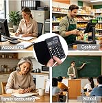 SEIWEI ABS Mini Pocket Calculator 8-Digit Display with Leather Protective Cover Widely Used for Basics Budgeting, Cashier, Business, Home, School and More, Black