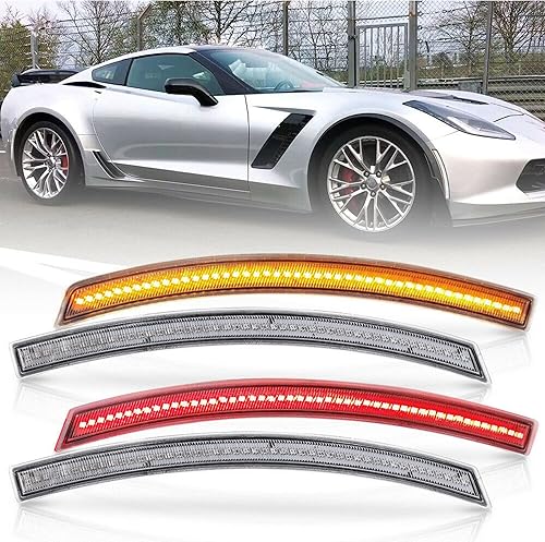 Corvette C7 - Luces de esquina LED transparentes compatibles con 2014 2015 2016 2017 2018 2019 Base Stingray Z06 Grand Sport y ZR1 (Plug Play)