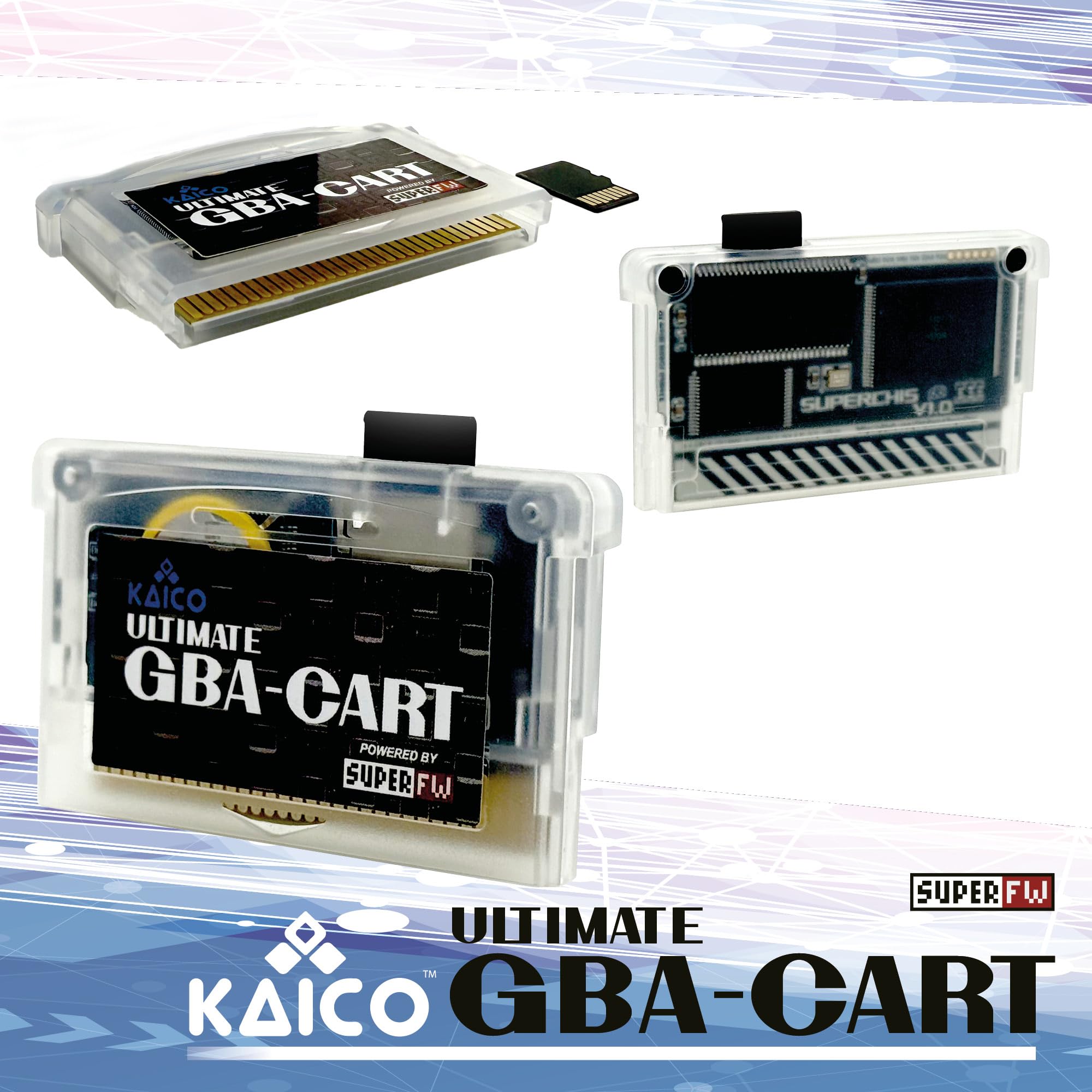 Kaico SuperChis Open Source GBA Flash Cart pour GBA SP, DS & DS Lite | Charge les logiciels GBA via Micro SD, lancement rapide, save states, compatible GBA Player et sauvegardes selon le jeu