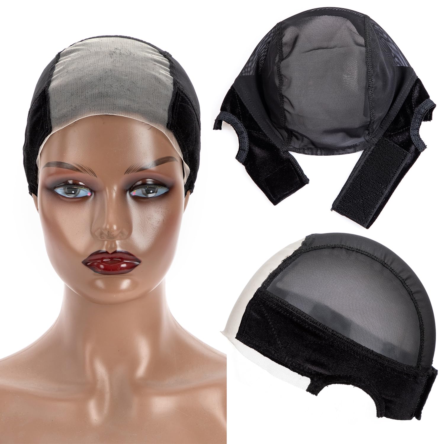 Lace Wig Grip Cap for Women, Black Adjustable Wig Cap with Grip Band for Keeping Wigs in Place, Glueless Grip Wig Caps Non Slip, 4x5 HD Transparent
