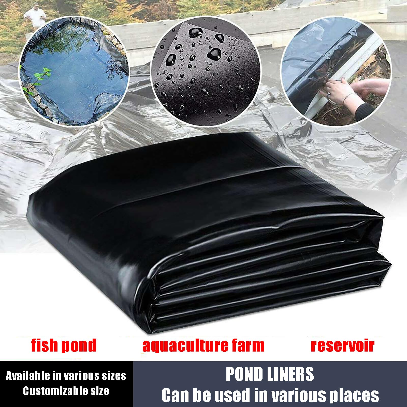 PVC Teichfolie 1x2m - Schwarze Fischteichplane Für Koi & Gartenteich