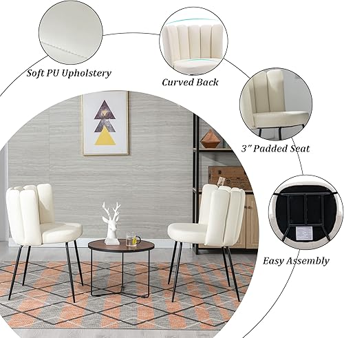 Miniatura 7 de DM-Furniture - Juego de 6 sillas de comedor de piel sintética sillas auxiliares tapizadas con patas de metal negro para cocina hogar sala de estar