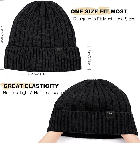 Miniatura 3 de Wmcaps Gorro de invierno para hombres y mujeres, gorro con forro polar cálido, gorro de esquí suave y cálido, unisex