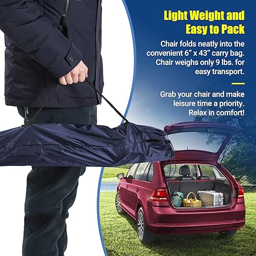 Miniatura 9 de AsterOutdoor - Silla plegable de campamento acolchada con portavasos grandes, organizador lateral y bolsillo trasero para exteriores, campamento,