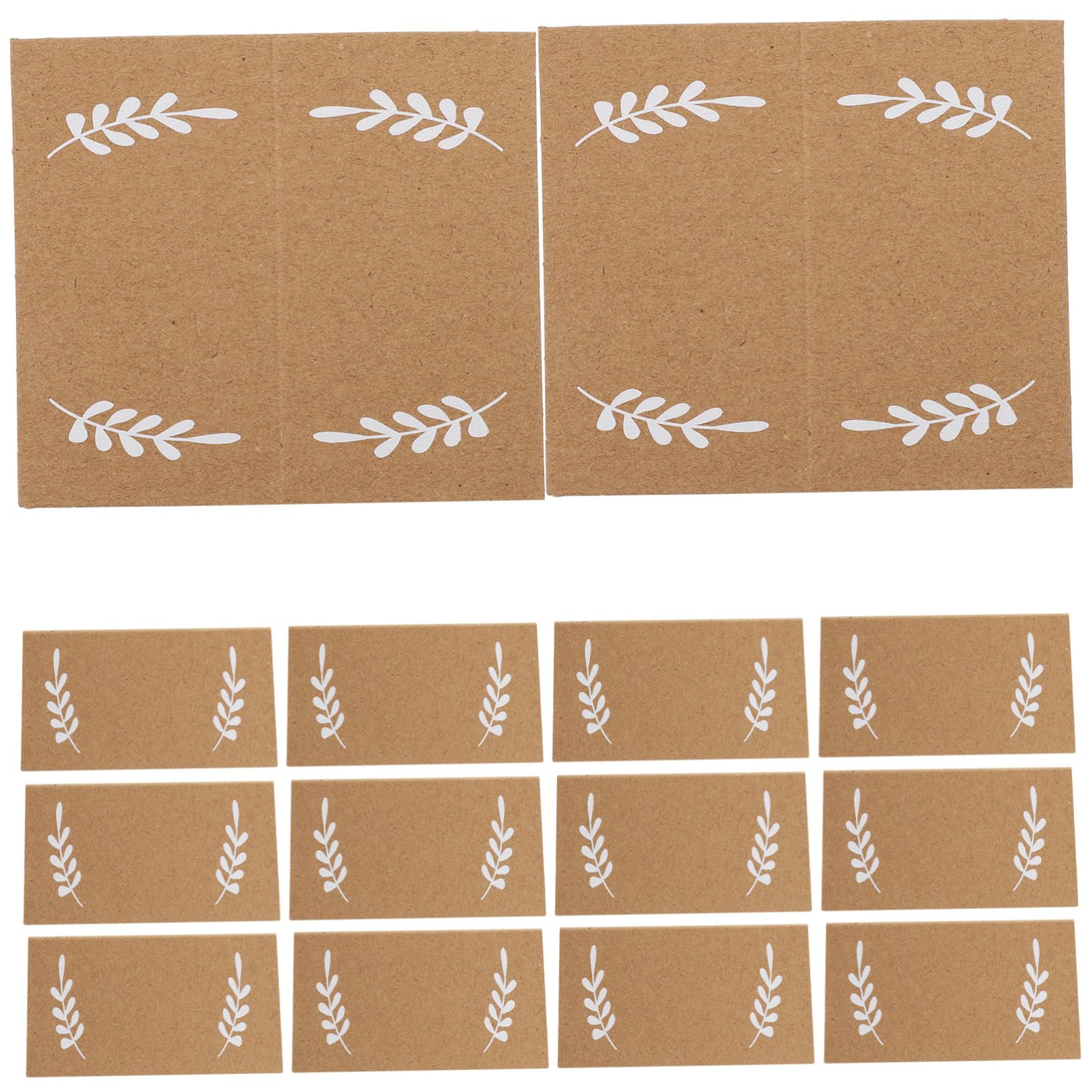 5 Sätze Platzkarten Mit Blattmuster Beschreibbare Tischkarten Aus Kraftpapier Für Hochzeiten Partys Und Feiern Faltbare Namenskarten Aufgeklappt Und Gefaltet 100 Stück * 5