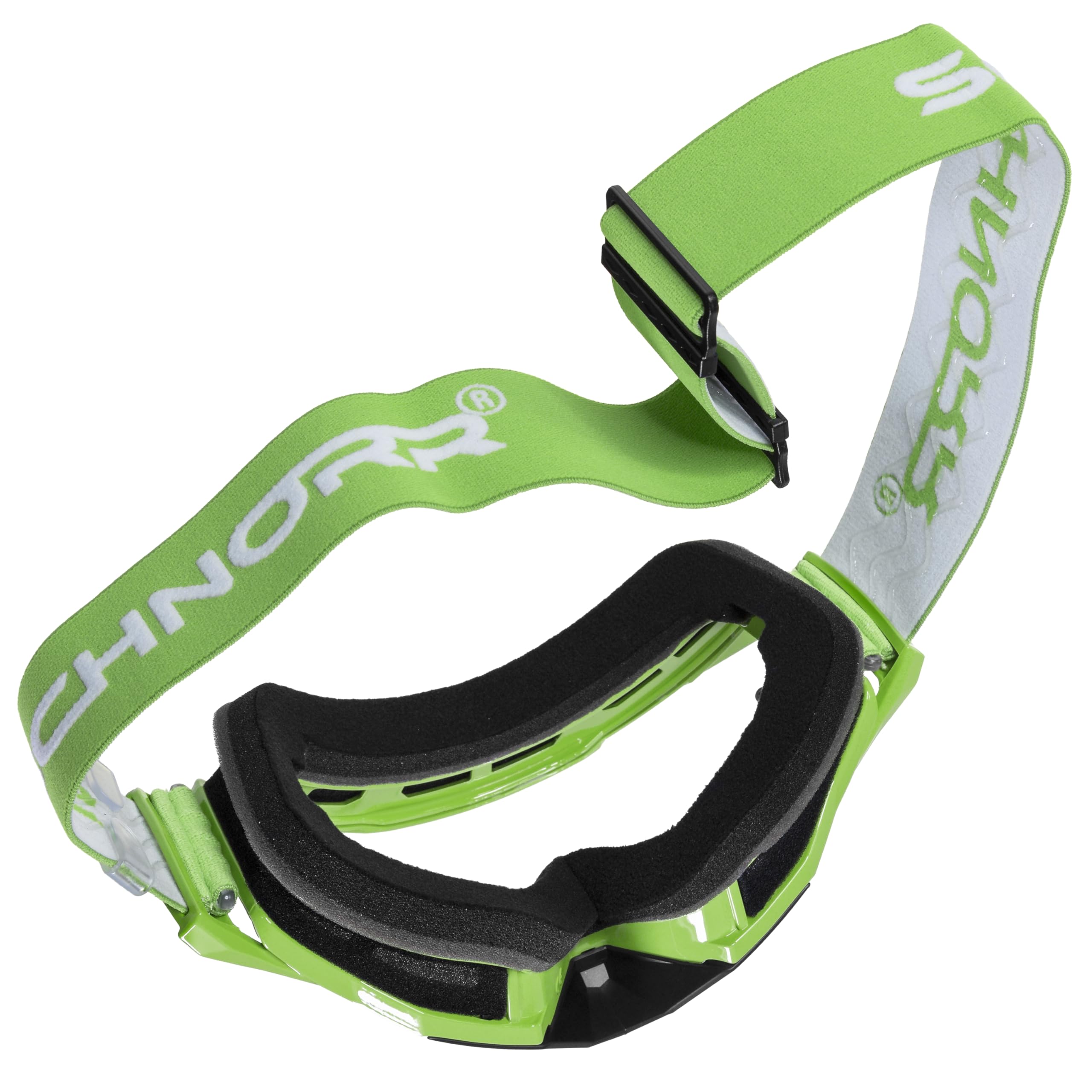 SCHNORR MX Neo Motocross Goggles Clear Lens Anti Fog Tear-Off + Vetro di ricambio Argento
