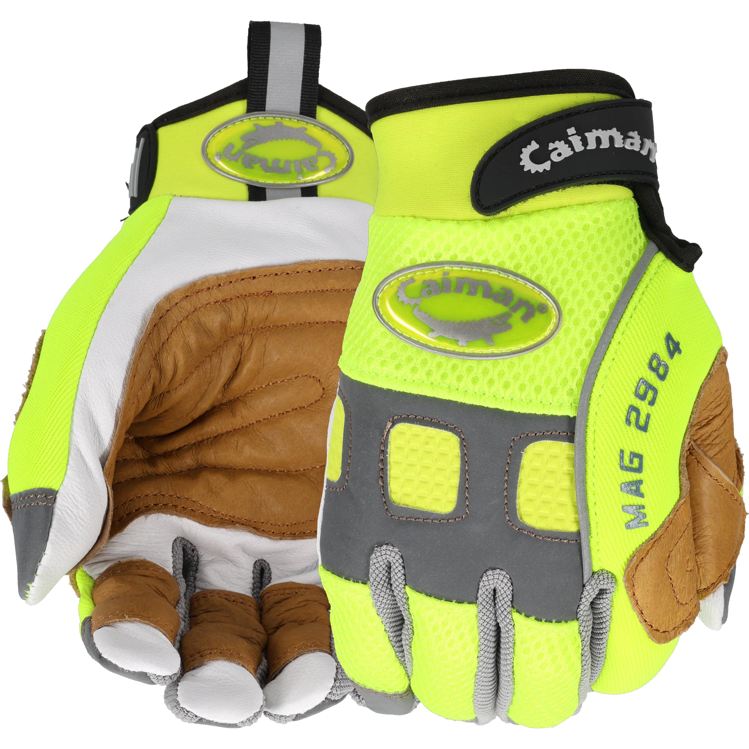 Caiman – 2984 – 4 Rappelling & cuerda manejo guantes con palma de cabra y capa de refuerzo de cerdo granulada, tamaño mediano