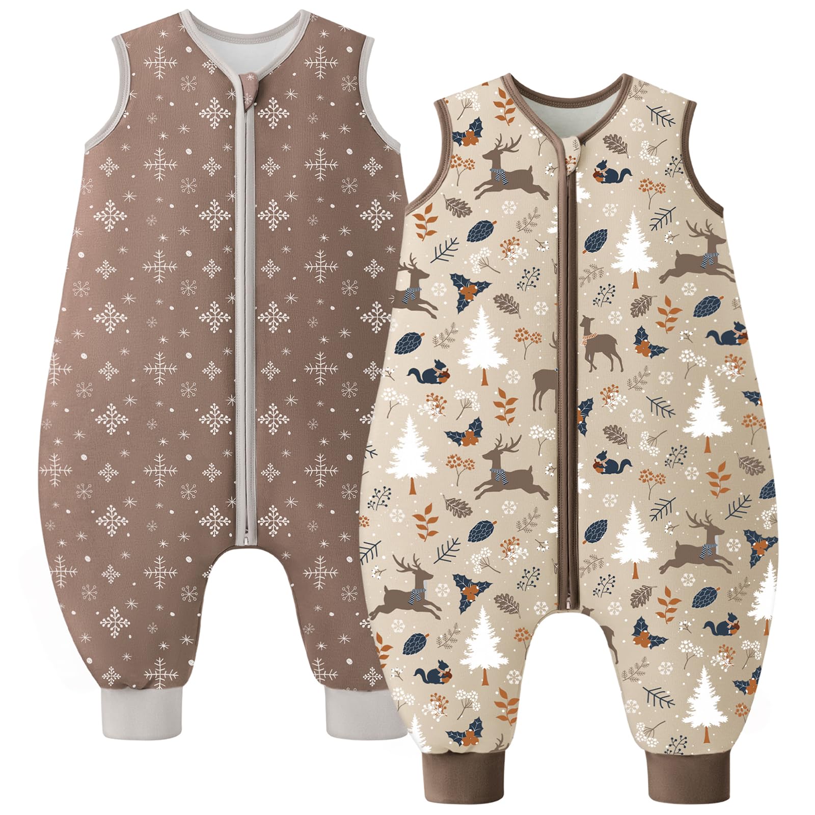 Looxii Pack de 2 Saco de Dormir bebé con Pies 0.5 TOG Algodón sacos de dormir de verano para 6-18 Meses Niños Niñas 70 cm Oso Rosa — view 8