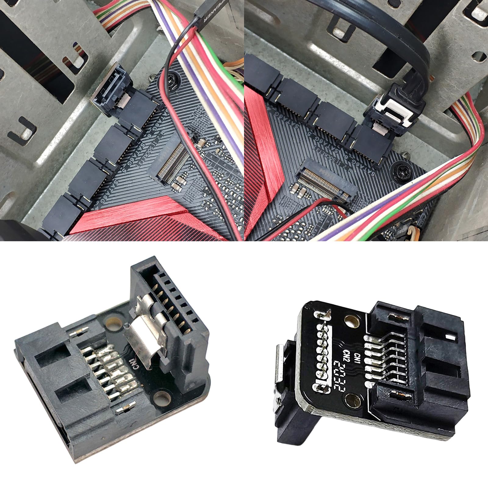 QIEIEI SATAs 7Pin Female to Male Adapter 90 Degree Angled Elbow Adapter 6Gbps SATAs Adapter Up/Down for Motherboards Mainboard