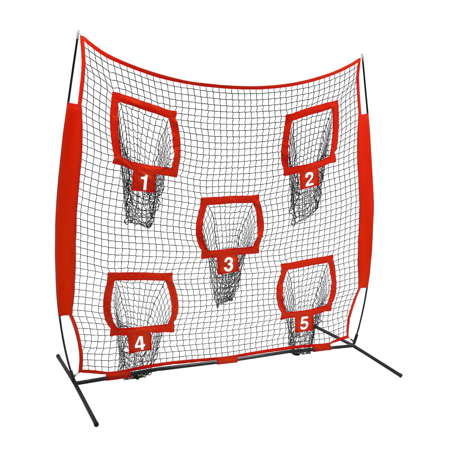 Rete da lancio da rugby con 5 tasche per bersaglio, 2,1 x 2,1 m, resistente rete da allenamento per interni ed esterni