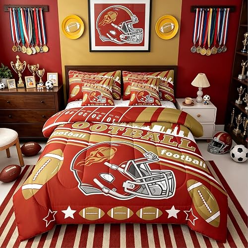 Feelyou Football 7 Pieces Comforter Sets Full Size for Kids Boys Teens