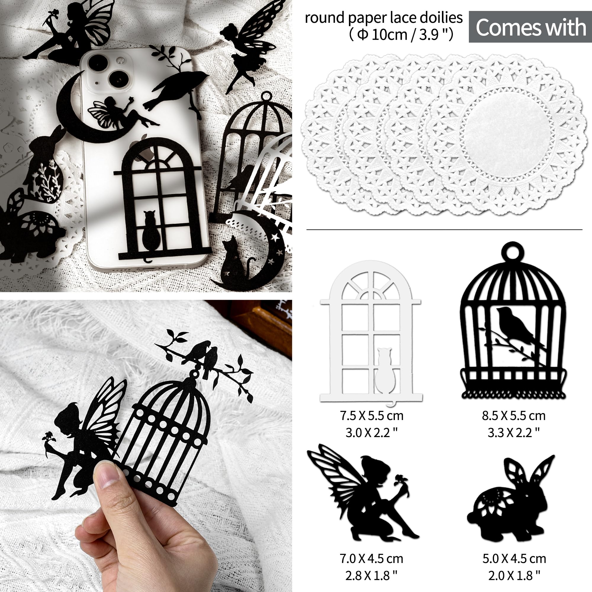 Mayplous Vintage Scrapbook Cutouts - 4 Pack Window Frame & Fairy Animal Designs for Card Making Photo Albums - Image 3