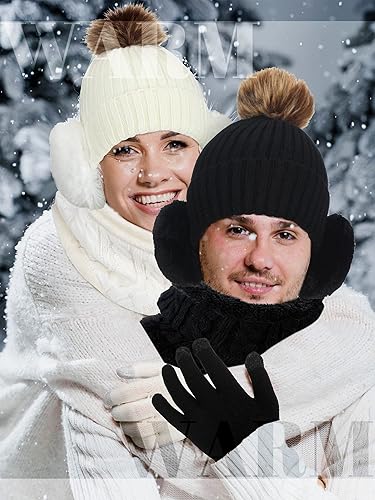 Miniatura 7 de 10 piezas de gorro de invierno, guantes de punto cálido, bufanda, guantes de pantalla táctil, orejeras, calcetines de forro interior de satén para