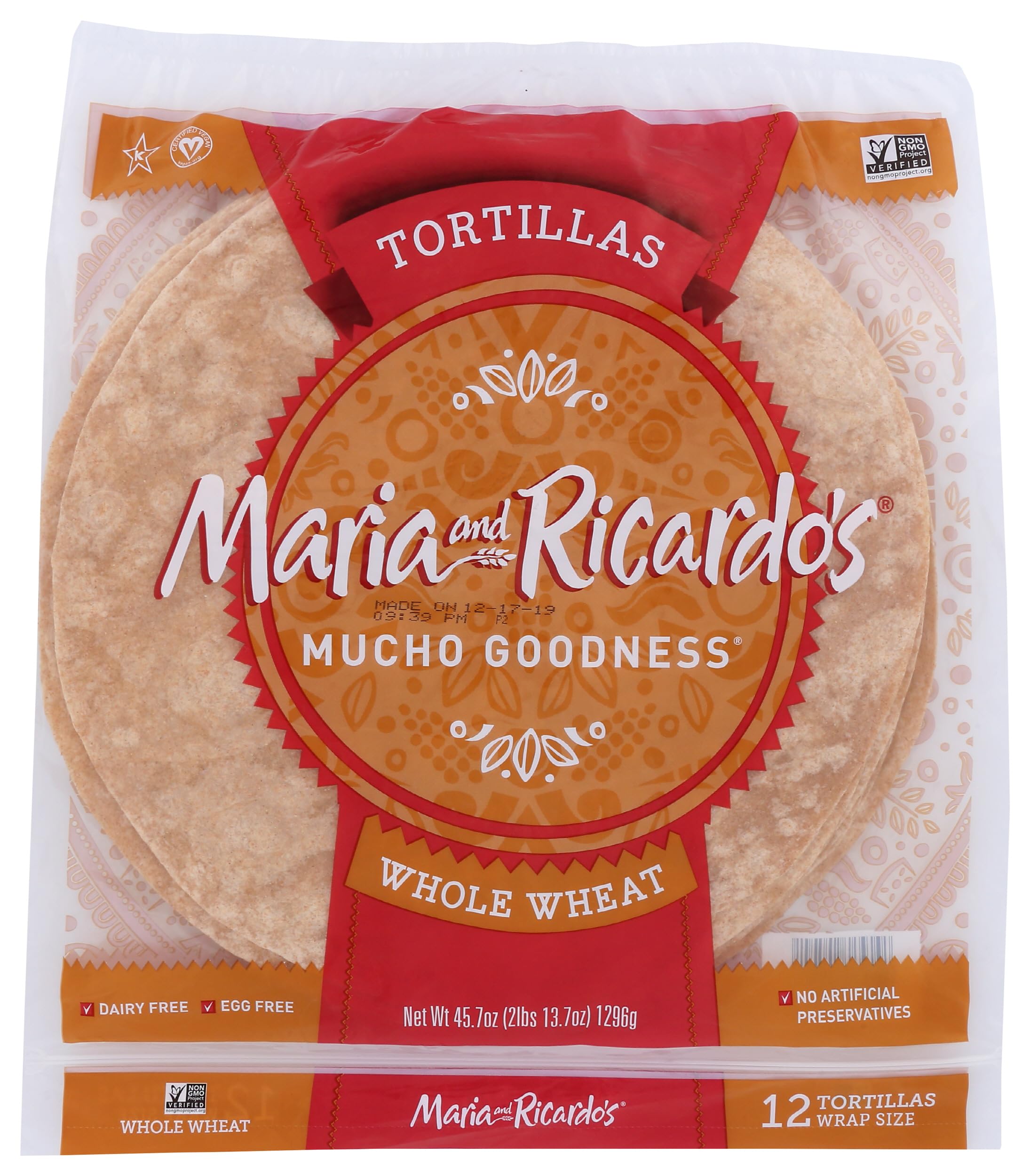 Maria & Ricardos Tortilla 1In Whole wheat Organic, 3.74 oz
