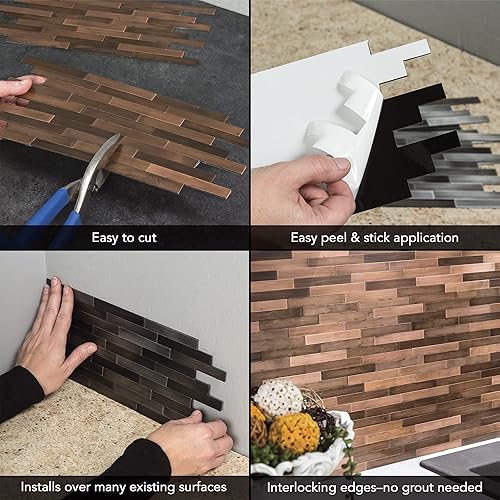 Miniatura 5 de Aspect Panel de metal envejecido para despegar y pegar en plata dorada (muestra de 6 x 6 pulgadas)