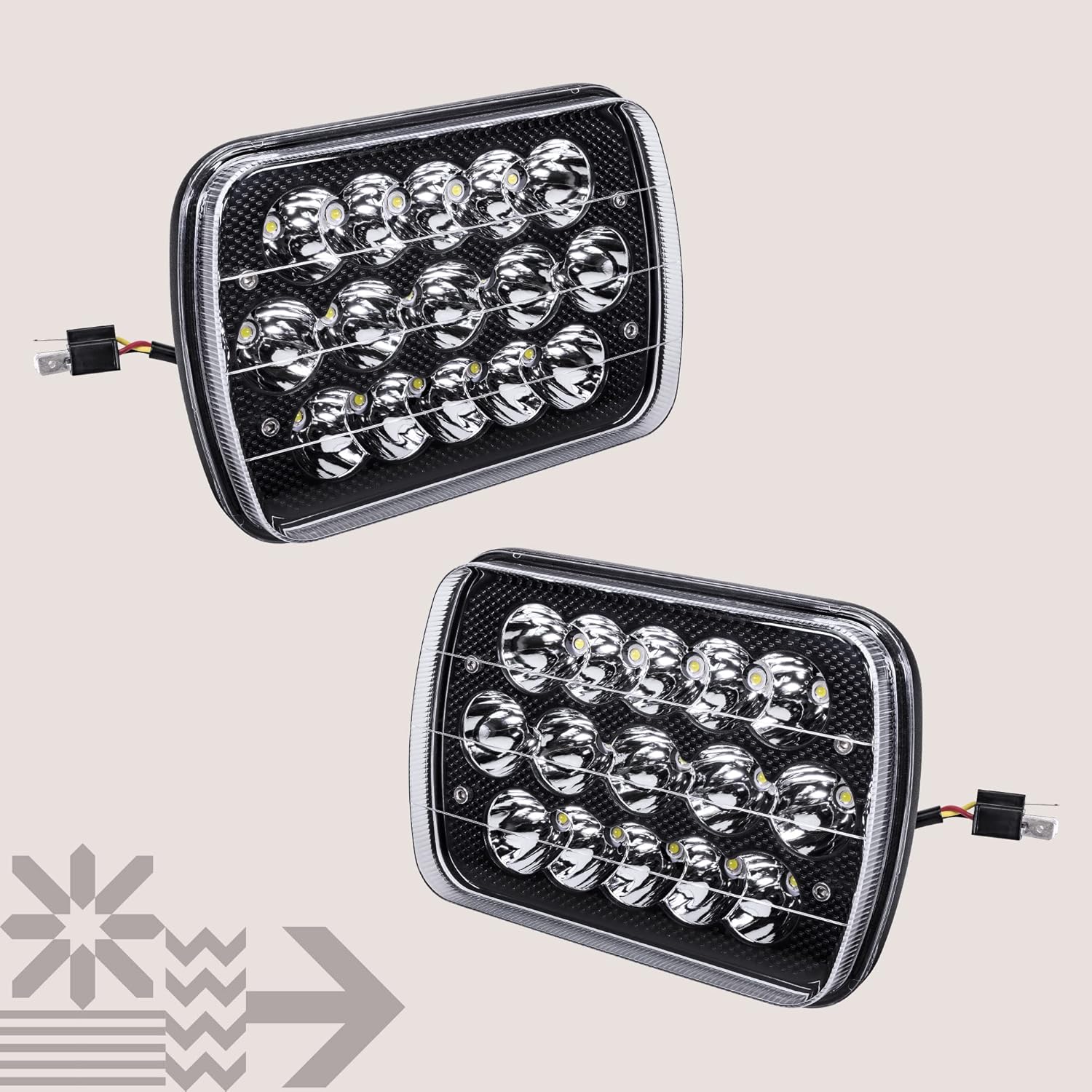 TRUE MODS 7x6 5x7 H6054 Black LED Headlights H4 Sealed Beam Replacement Lamp for Jeep Wrangler YJ Cherokee XJ Chevy Express Blazer S10 Van GMC Savana Ford Econoline E150 Nissan D21 Toyota Pickup Truck