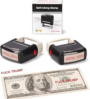 2 Packs Fuck Trump Stamp - Self Inking Red Ink Stamp for Money, Office Supplies, Election Party Decorations, Novelty Gift, Trump Merchandise, Funny Political Office Supply, Red