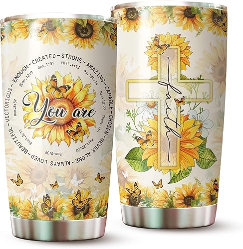 Vaso cristiano con aislamiento de acero inoxidable de 20 onzas, regalo religioso para mujeres, números de emergencia bíblica, color morado