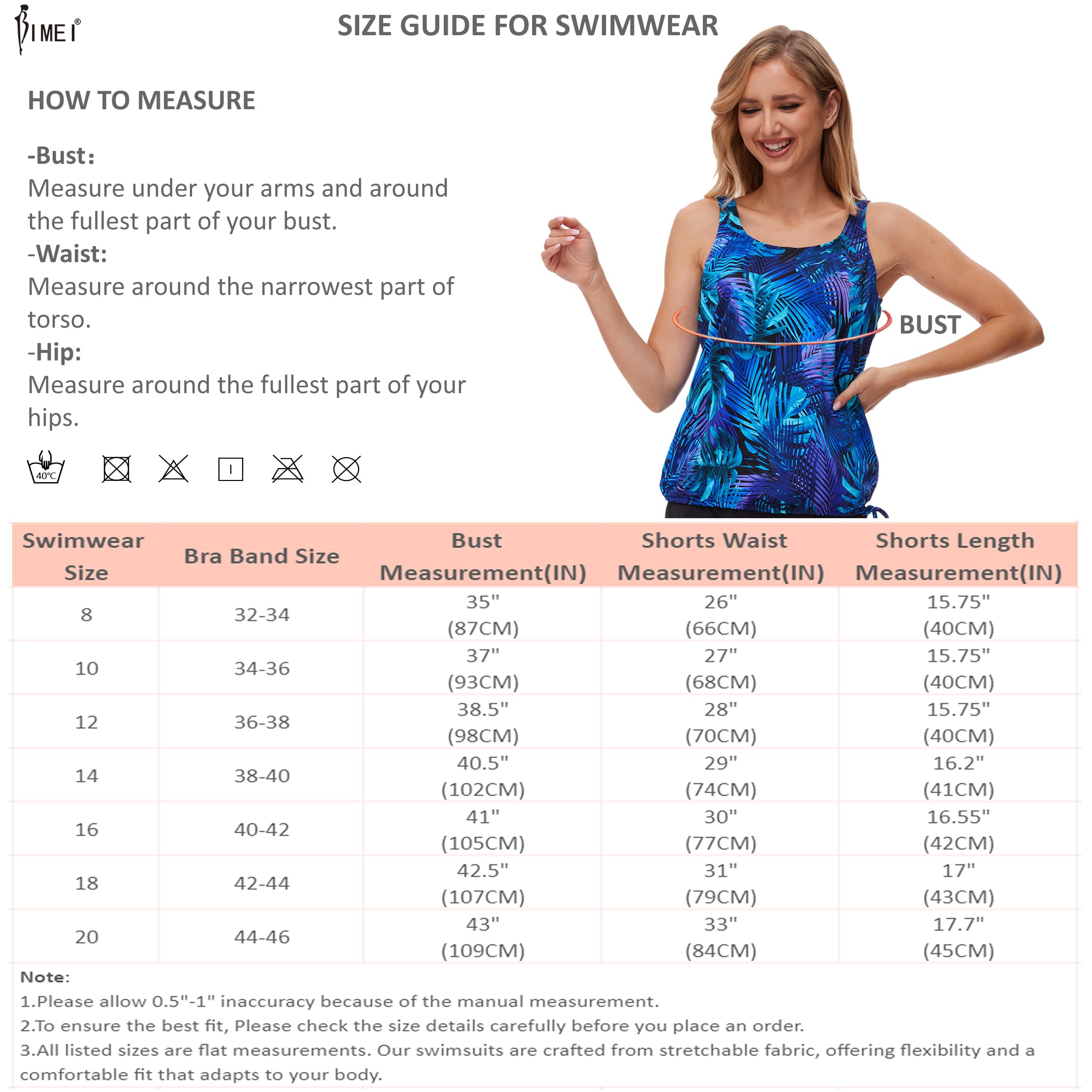 BIMEI Tankini da donna per mastectomia top costume da bagno con tasche costume da bagno con allacciatura laterale a collo alto, 238