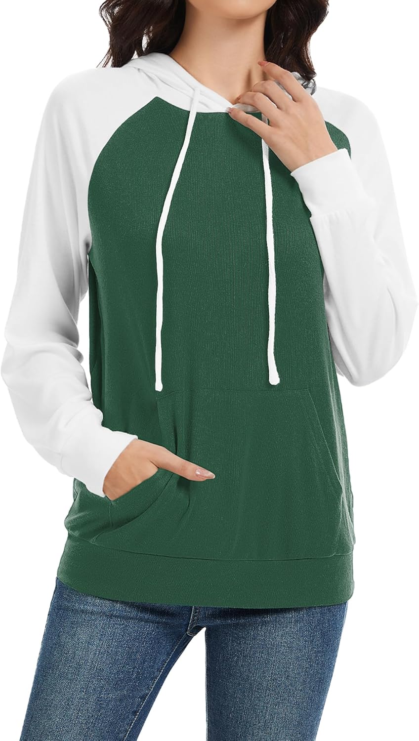 Hoodies for Women Lightweight Long Sleeve Sweatshirt Loose Fit Color Block Tunic Tops with Pockets 2025 - Image 3