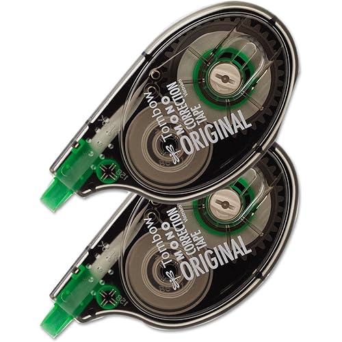Tombow 68627 MONO Correction Tape, Non-Refillable, 1/6-Inch x 394-Inch , White Tape, 2/Pack