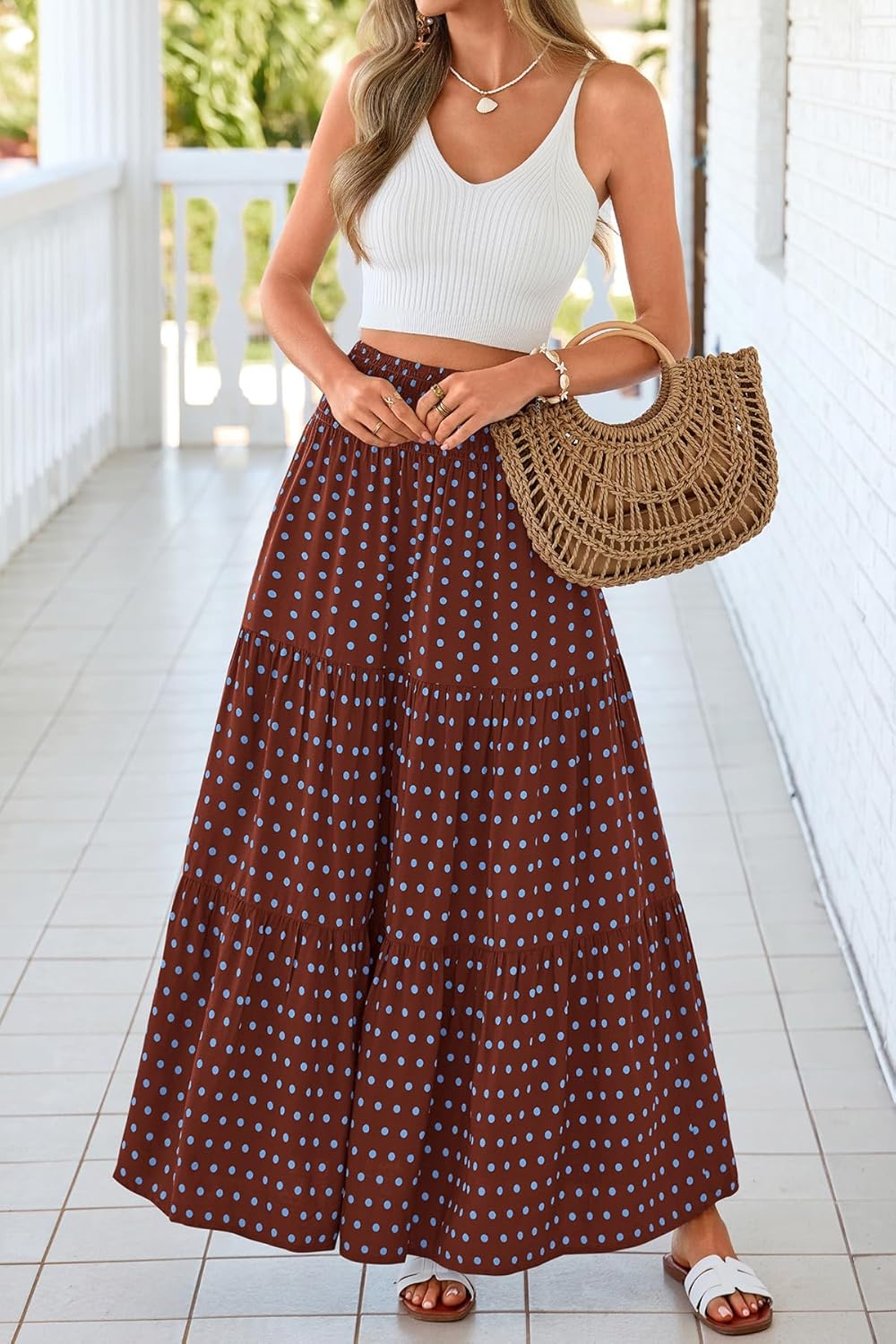 CFLONGE Summer Maxi Skirts for Women 2026 Fashion Boho Long Skirt Trendy Floral High Waist A Line Beach Skirt Vacation Outfit - Image 2
