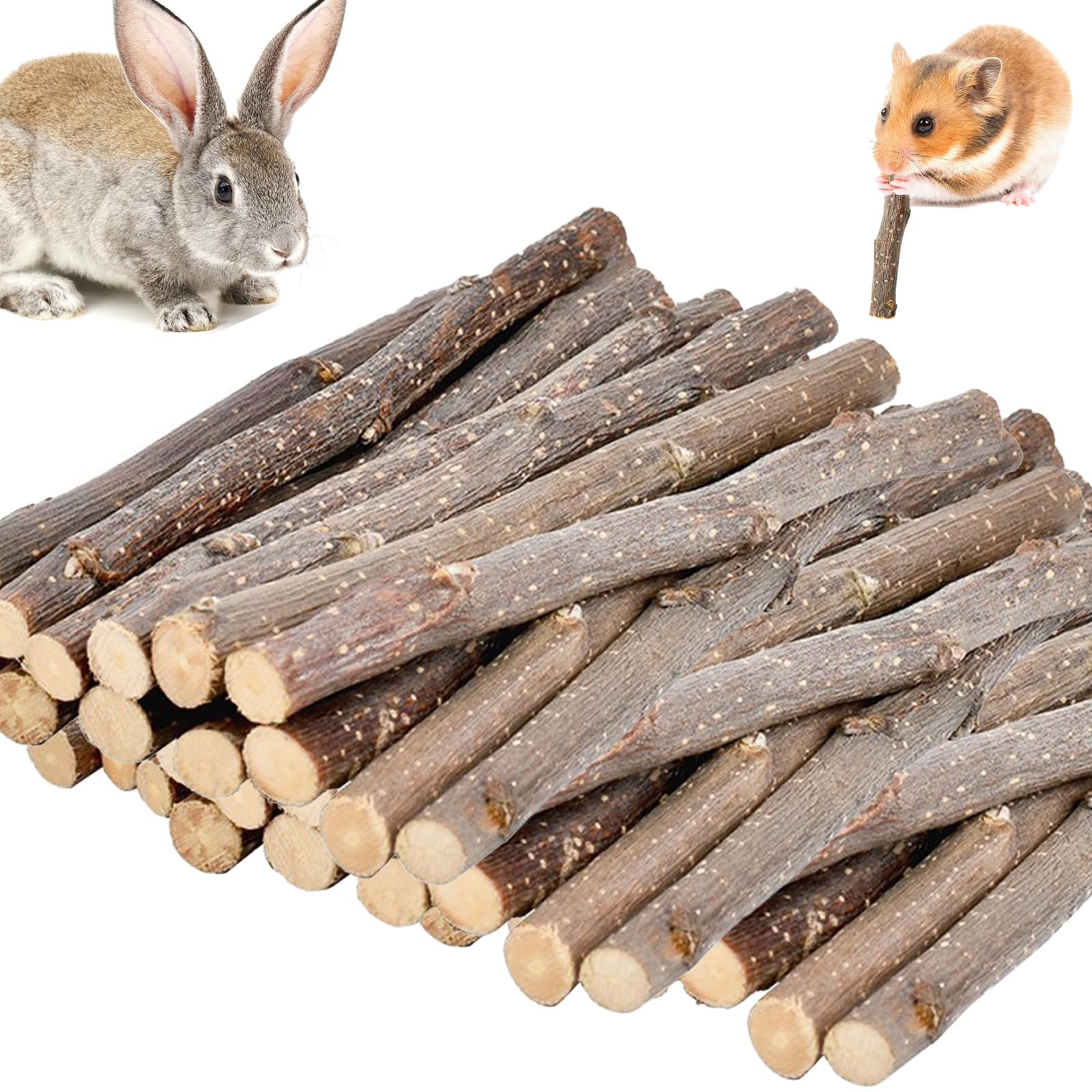 Natural Apple Sticks for Hamsters Guinea Pigs & Rabbits - 200g Molar Chew Toys, black
